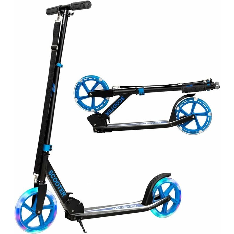 foto del prodotto scooter monopattino altezza regolabile, ruote luminose, per bambini e adulti, capacita di carico 100kg, alluminio, 10 anni