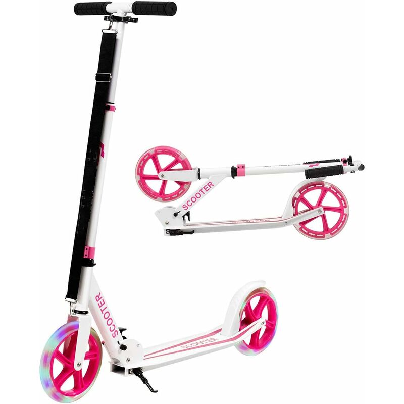 foto del prodotto scooter monopattino altezza regolabile, ruote luminose, per bambini e adulti, capacita di carico 100kg, alluminio, 10 anni