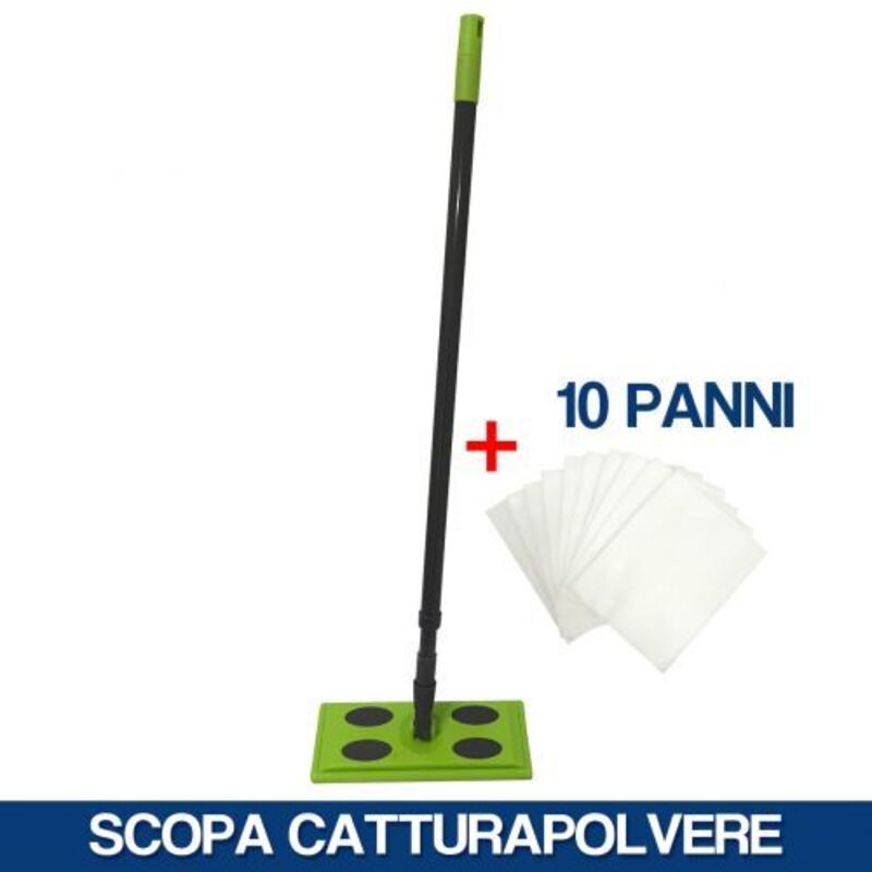 foto del prodotto scopa catturapolvere con manico estensibile testa rotante panni antistatici 35537