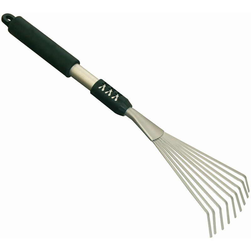 foto del prodotto scopa rastrello 9 denti con manico in alluminio 50 cm brixo