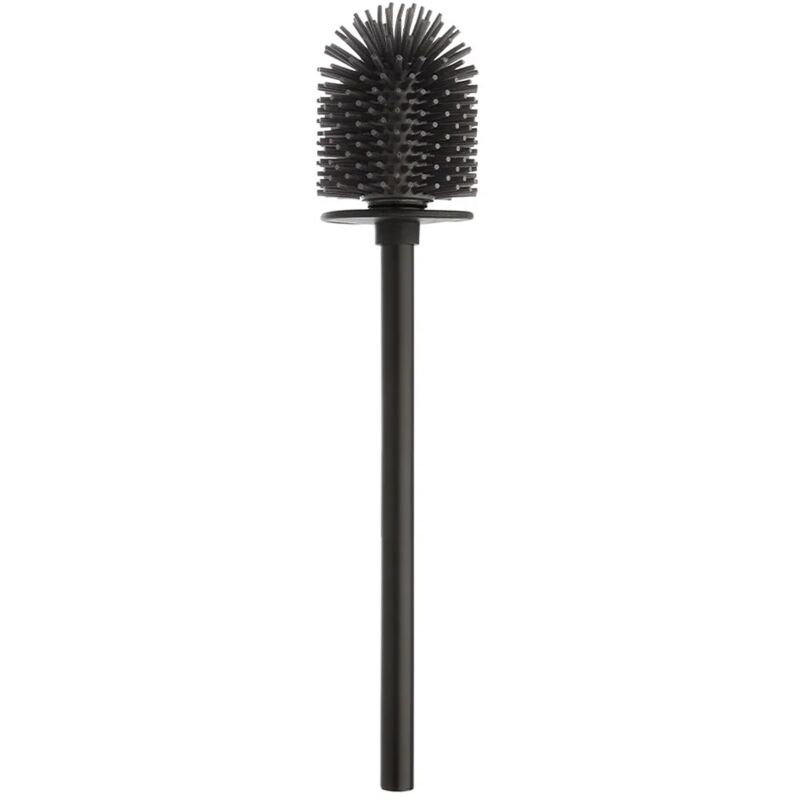foto del prodotto scopino di ricambio per wc con setole in silicone e manico nero in acciaio