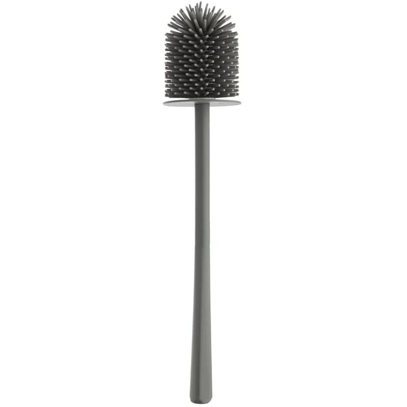 foto del prodotto scopino di ricambio per wc con setole in silicone grigio e manico in plastica