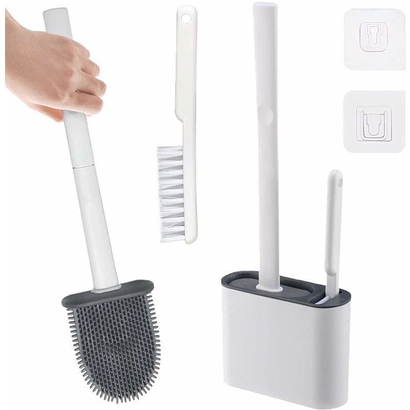 foto del prodotto scopino per wc in silicone scopino per wc con spazzolino e piletta di scarico igiene e durata per bagni e bagni per gli ospiti