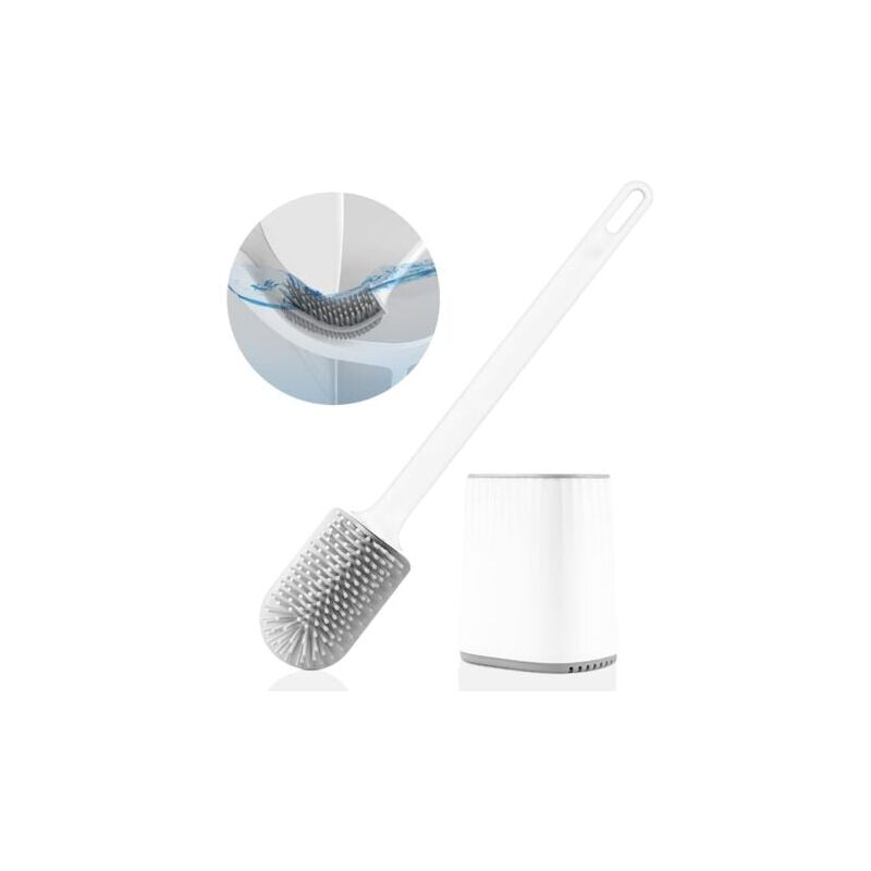 foto del prodotto scopino per wc, scopino per wc in silicone con testina multifunzione 3 in 1 e supporto ad asciugatura rapida, scopino per wc a parete per bagno,