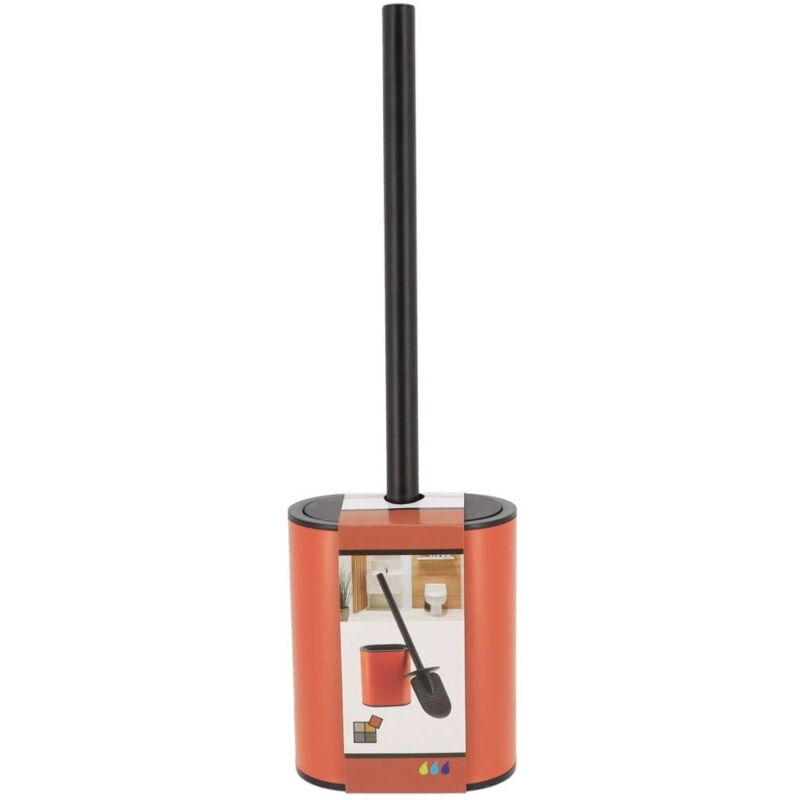 foto del prodotto scopino piatto in silicone e supporto in metallo terra di siena nera tendance