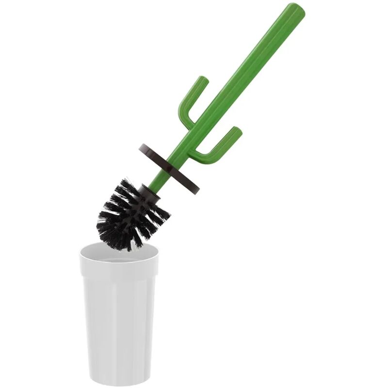 foto del prodotto scopino wc cactus da appoggio bianco in plastica con setole nere