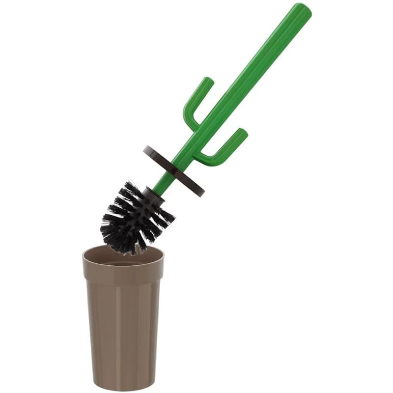 foto del prodotto scopino wc cactus da appoggio tortora in plastica con setole nere