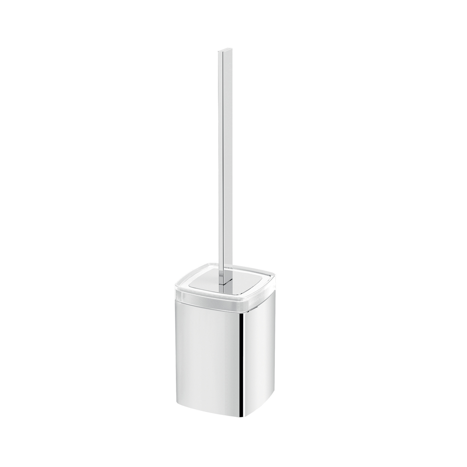foto del prodotto scopino wc con ciuffo in setole da appoggio in ottone, alluminio e cromall a033 gedy serie elba cromato