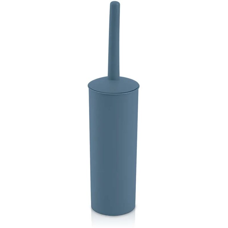 foto del prodotto scopino wc da appoggio blu in plastica con portascopino