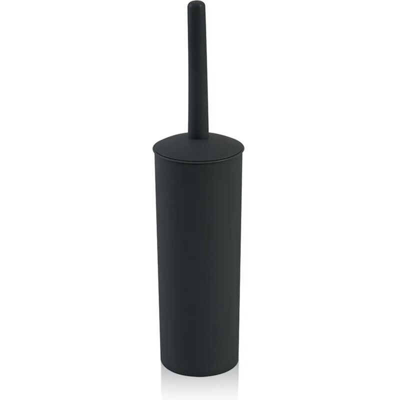foto del prodotto scopino wc da appoggio nero in plastica con portascopino