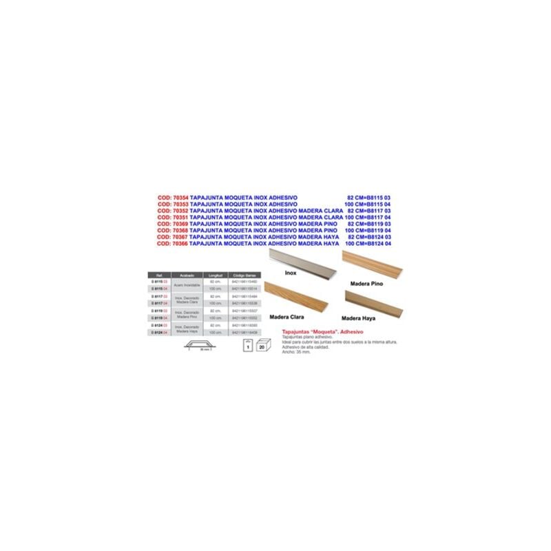 foto del prodotto scossalina in acciaio inox per moquette aderente su legno chiaro 82 cmb8117 03