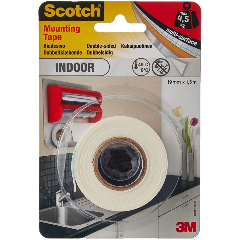 foto del prodotto scotch 40011915b nastro biadesivo in schiuma, bianco, 1.5 mm x 19 mm