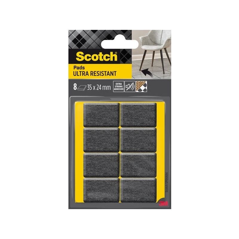 foto del prodotto scotch confezione da 8 feltrini adesivi 35 x 24 mm, grigio
