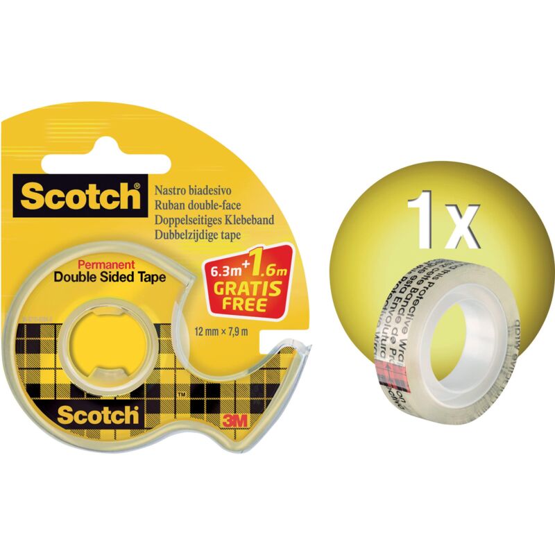 immagine 0 del prodotto scotch nastro biadesivo 1 rotolo 12,7 mm x 7,89 25 in pi dispenser portatile nastro biadesivo trasparente a lunga tenuta per foto,