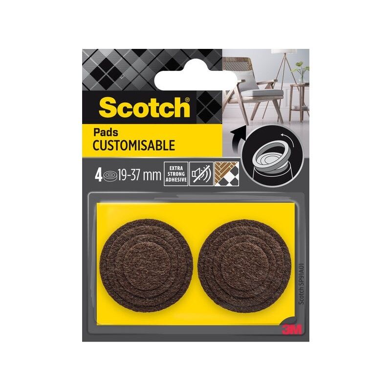 foto del prodotto scotch set di 4 feltrini pretagliati personalizzabili 37 31 25 e 19 mm, marrone