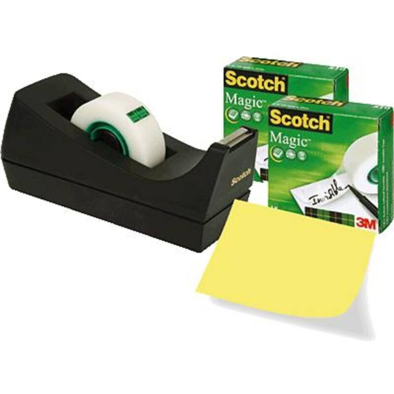 foto del prodotto scotch sm3 12 dispenser da tavolo per nastro adesivo scotch magic 810 opaco l x l 33 m x 19 mm 3 pz.