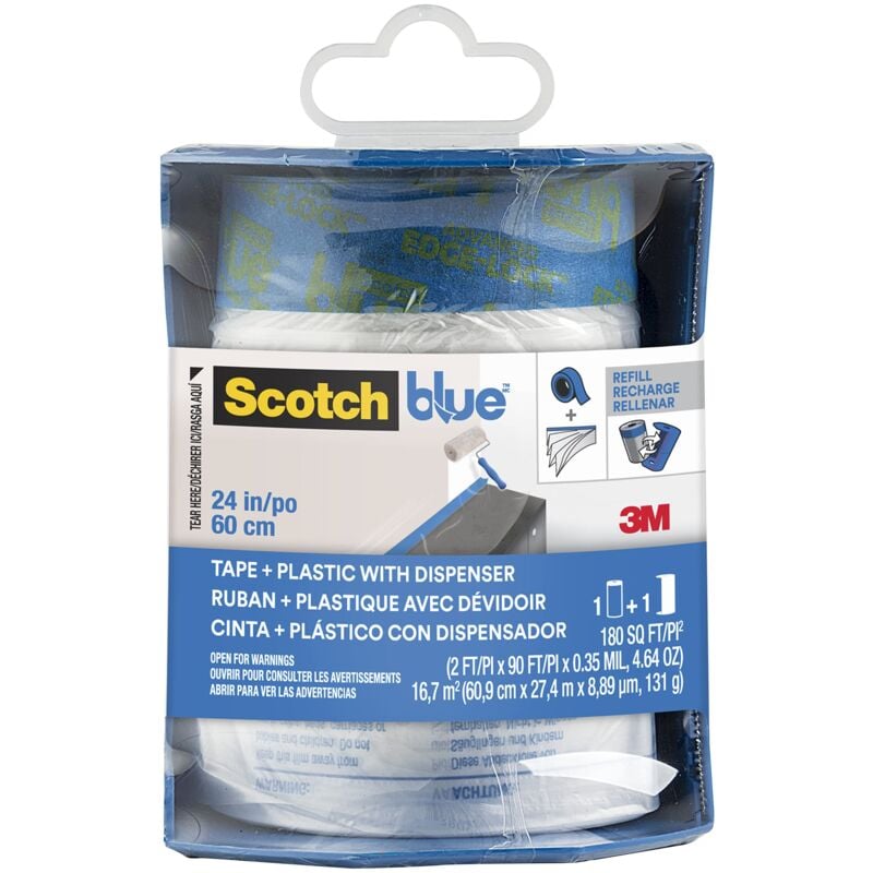 foto del prodotto scotchblue ptd2093el 24 s dispenser di film prenastrato per pittura, 60.9 cm x 27.4 m, 1 rotolo confezione
