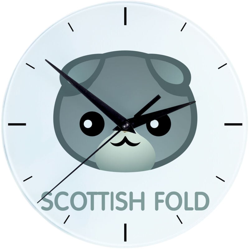 foto del prodotto scottish fold orologio in mdf con grafica e scritta di art dog
