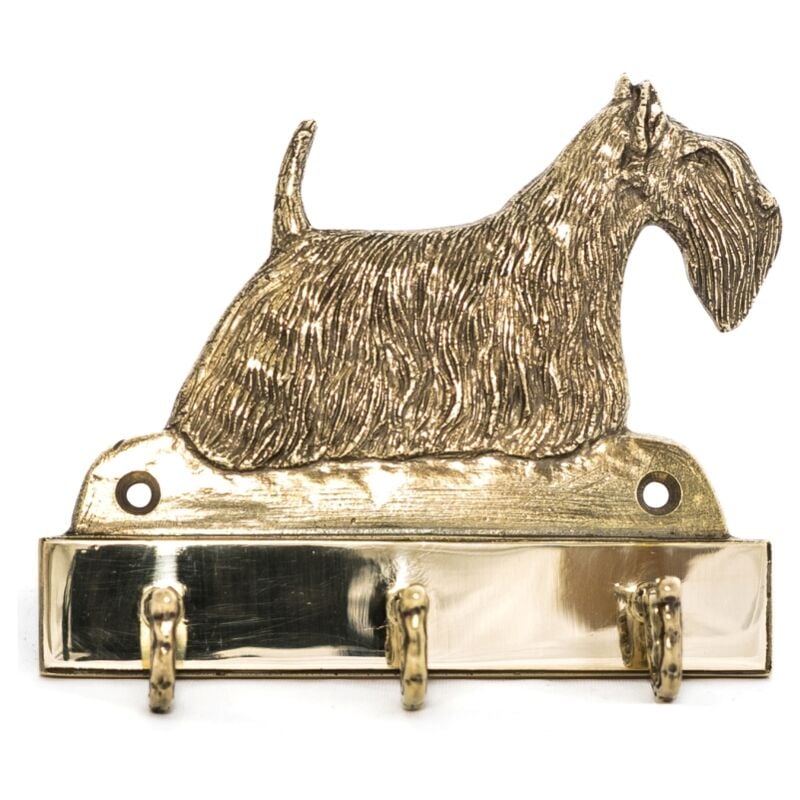 foto del prodotto scottish terrier, aberdeen terrier portachiavi con cane, supporto in ottone per accessori per cani, elegante decorazione per corridoio di art dog