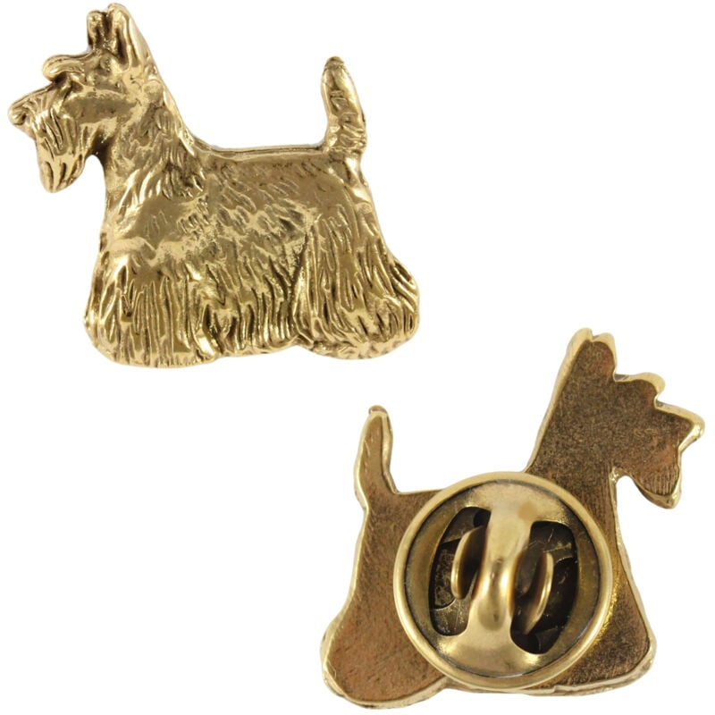 foto del prodotto scottish terrier, aberdeen terrier una spilla a forma di cane in una scatola decorativa, un elegante spilla placcata in oro, una spilla da bavero