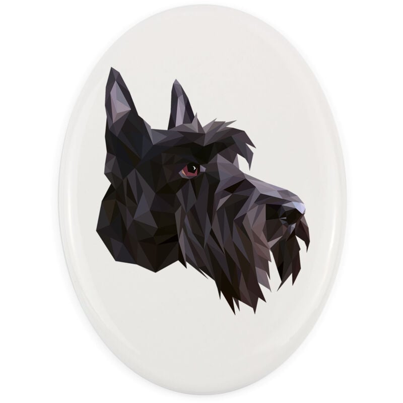 foto del prodotto scottish terrier, aberdeen terrier una targa con una foto e un iscrizione geometrica di art dog