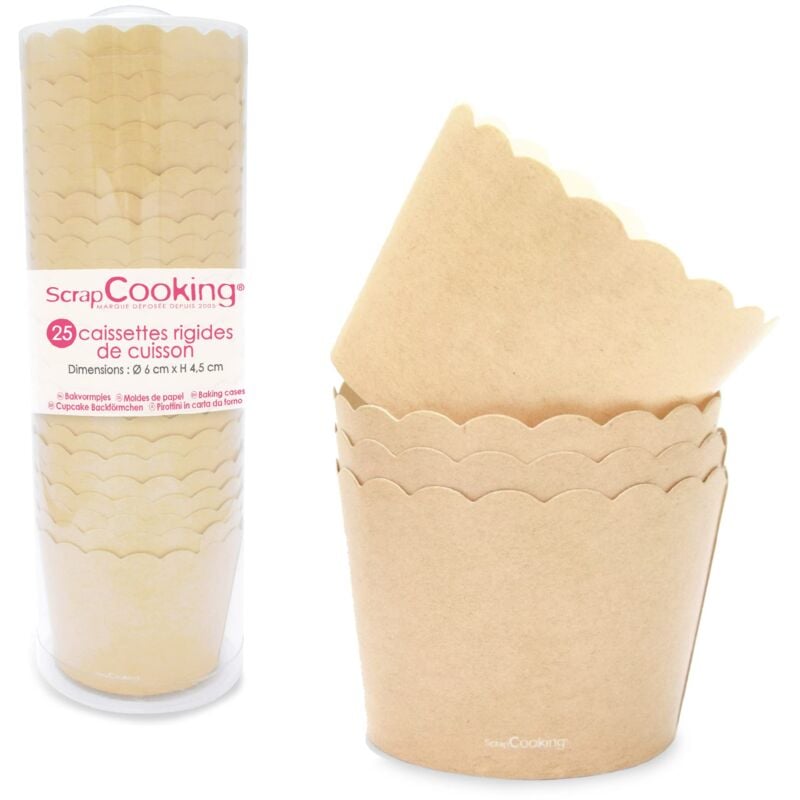 foto del prodotto scrap cooking set di 25 pirottini da forno per cupcake e muffin colore carta kraft decorazioni custodie tazze per pasticceria tenuta in