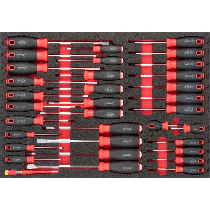 foto del prodotto screwdriver set v6813 0.5 x 3 1.6 x 10 ph0 ph3 t6 t40 numero utensili 34