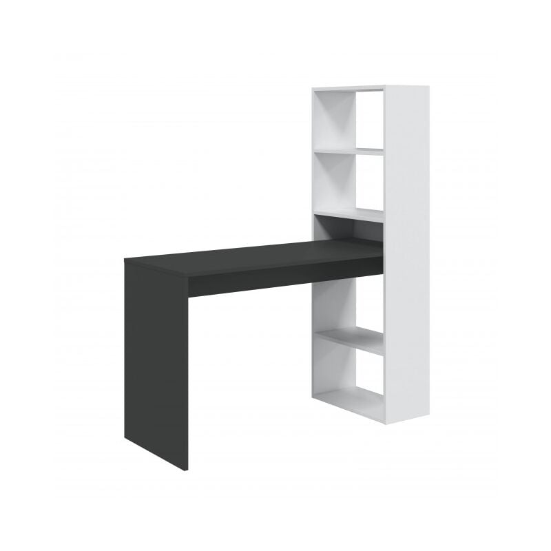 foto del prodotto scrivania 120x53x144 cm con libreria 144 cm bianco opaco e grigio antracite belfast