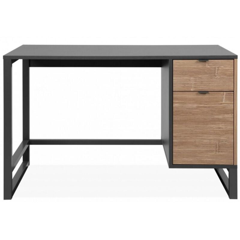 foto del prodotto scrivania 120x76h bamboo e grigio antracite con un anta e un cassetto avellino