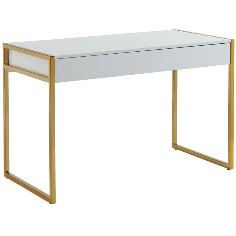 foto del prodotto scrivania 2 cassetti mdf e metallo bianco e dorato mason di pascal morabito