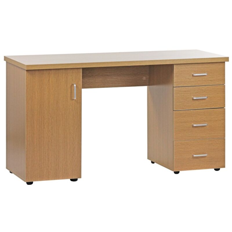 foto del prodotto scrivania 4 cassetti 1 anta in legno effetto rovere