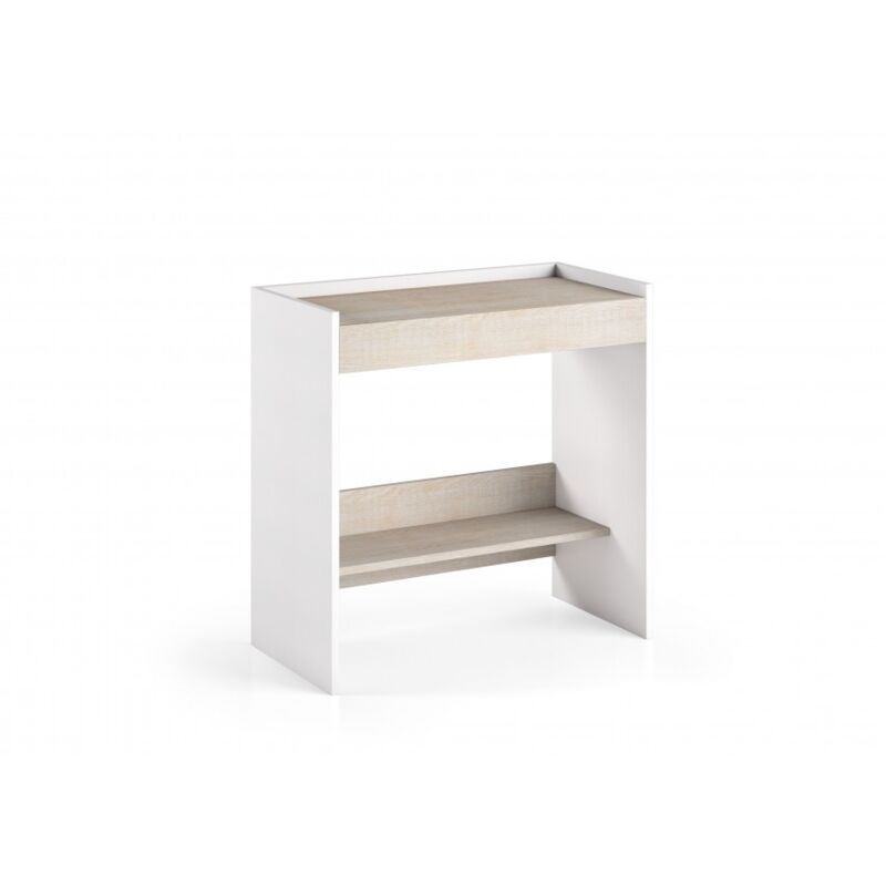 foto del prodotto scrivania 80x40 cm bianco frassinato e rovere con cassetto e ripiano sombor
