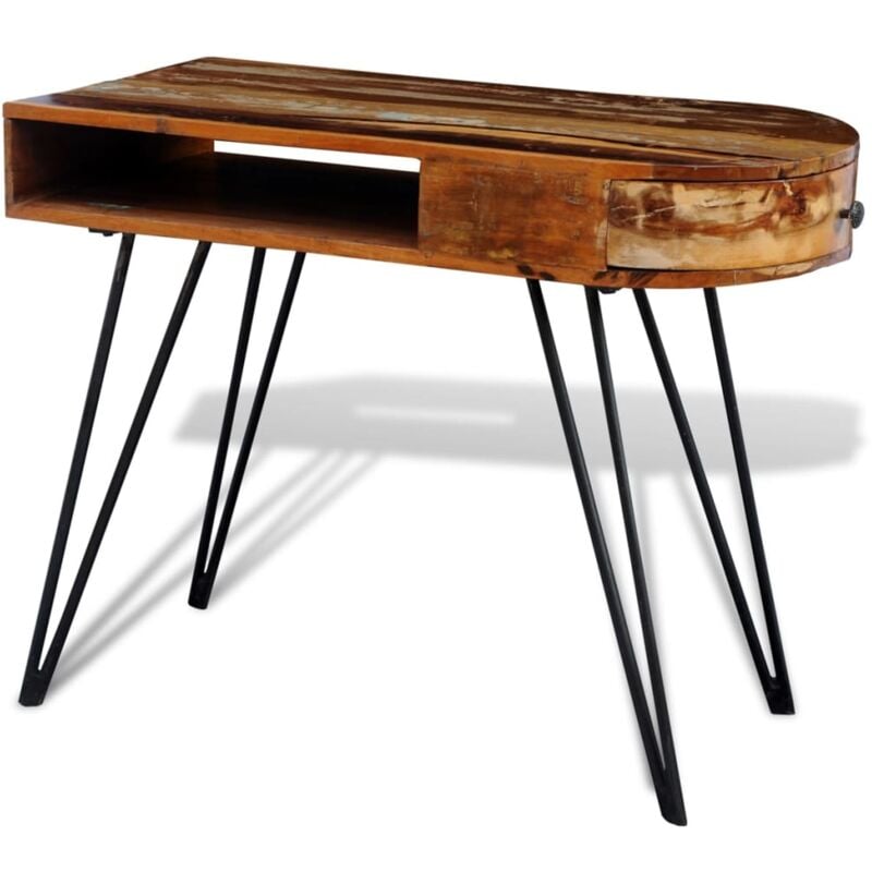 foto del prodotto scrivania 97x45x76 cm in legno di recupero con gambe in ferro verniciato