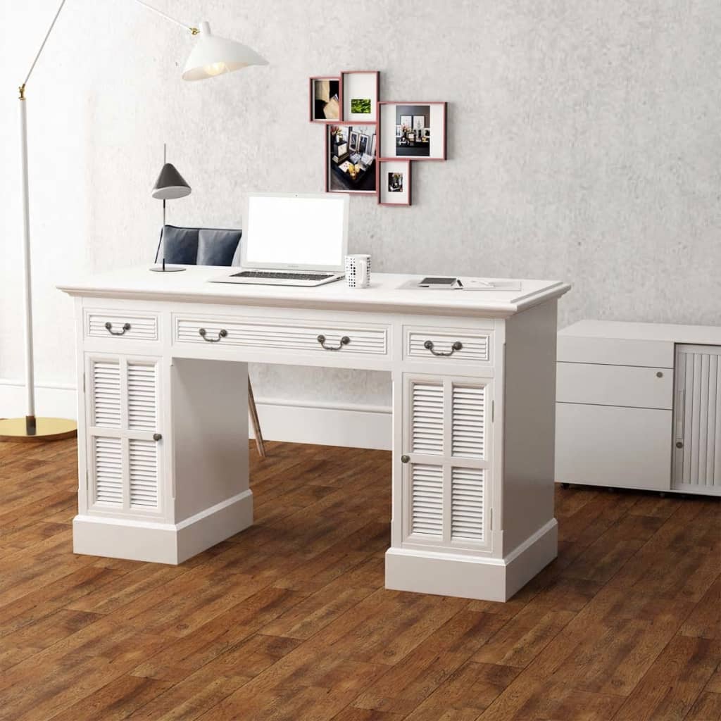 foto del prodotto scrivania a doppia colonna bianca 140x48x80 cm cod mxl 69905