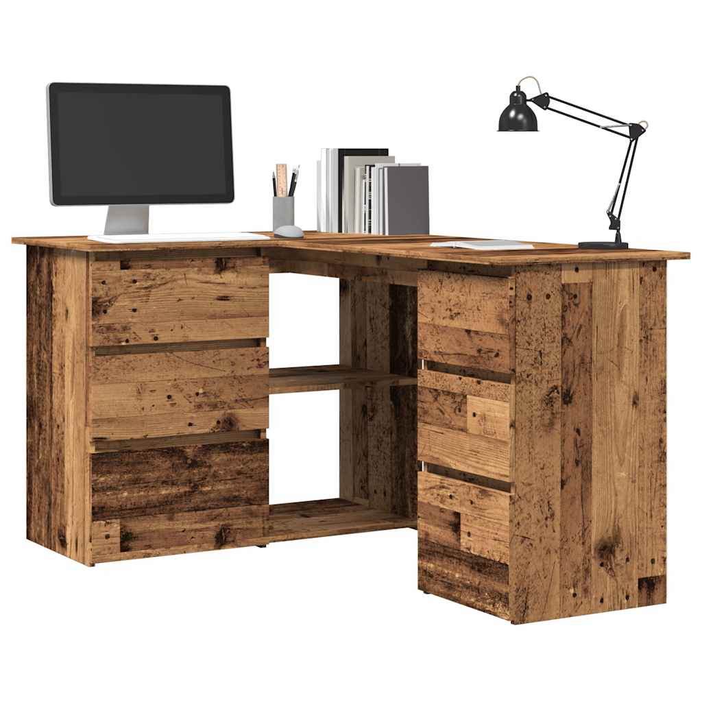 foto del prodotto scrivania ad angolo legno vecchio 145x100x76 cm truciolato