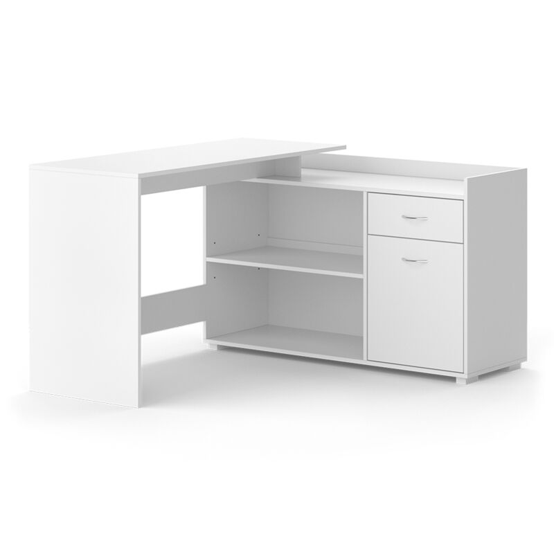 foto del prodotto scrivania ad angolo noira, bianco, 135 x 77 cm con cassetto, vicco