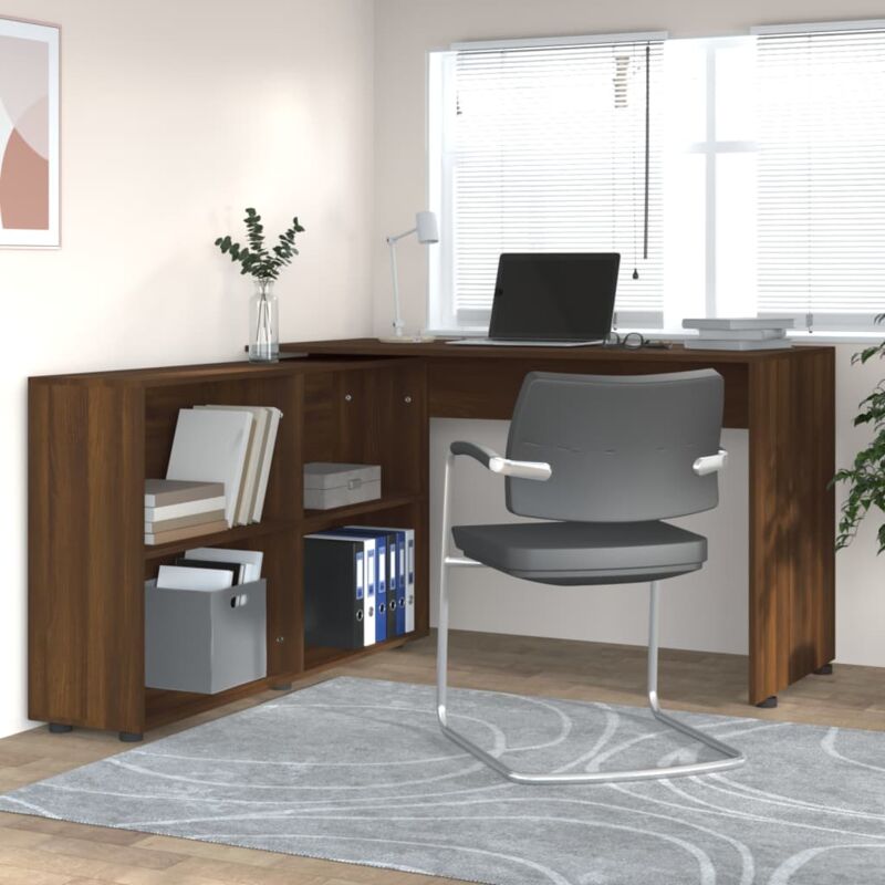 foto del prodotto scrivania ad angolo rovere marrone in legno multistrato vidaxl 476771