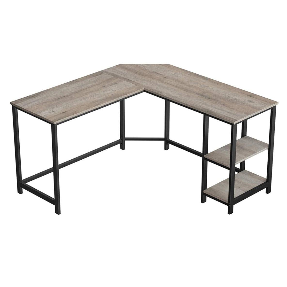 foto del prodotto scrivania ad angolo tavolo da computer a forma di l tavolo da studio con ripiano per l 39 home office salvaspazio facile da montare stile industriale 138 cm greige e nero 12 0001335