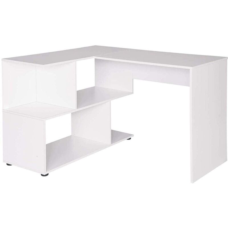 foto del prodotto scrivania adulto angolare con ripiani 100 cm bianco 190000549
