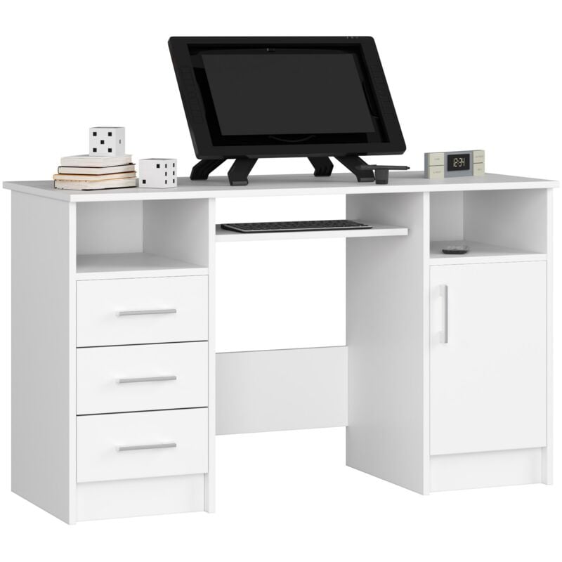 foto del prodotto scrivania akord ana bianco 124 cm 1 anta 3 cassetti 124x52x74 cm