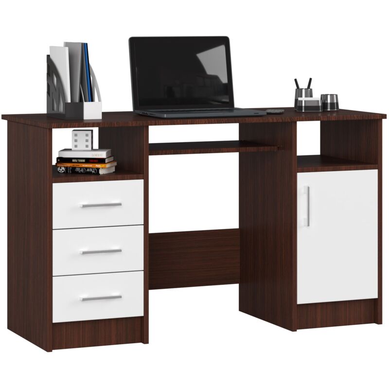 foto del prodotto scrivania akord ana weng 124 cm 1 anta 3 cassetti inserto frontale bianco 124x52x74 cm