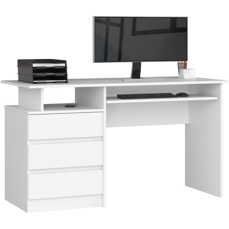 foto del prodotto scrivania akord clp bianco 135 cm 3 cassetti 135x60x77 cm