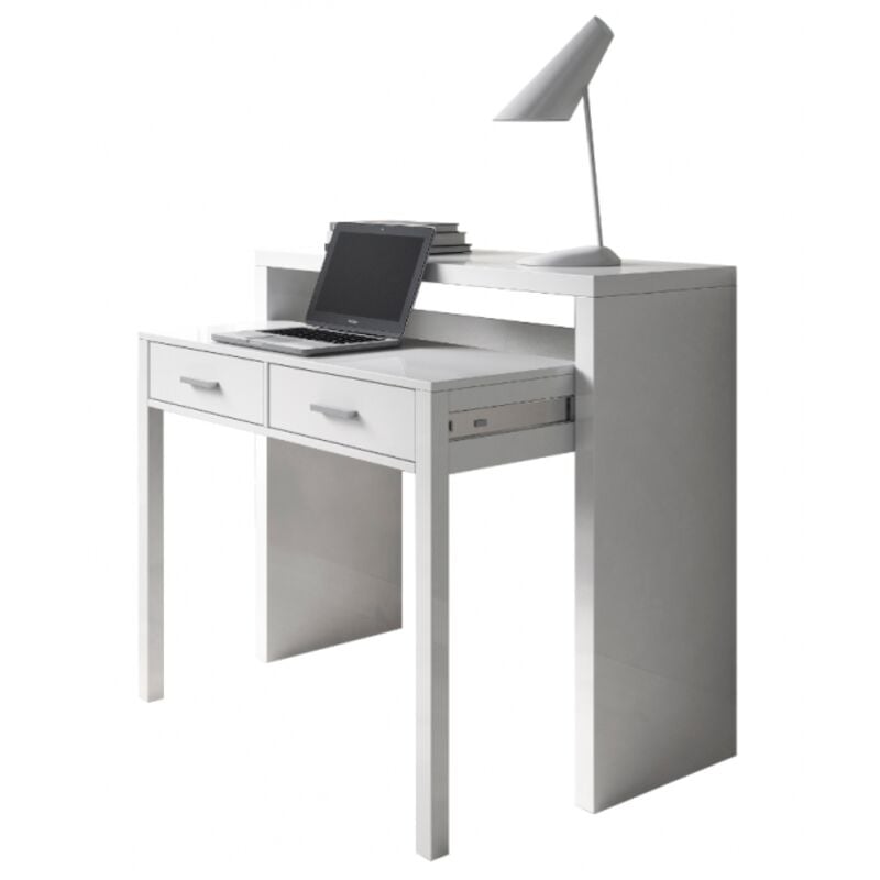 foto del prodotto scrivania allungabile 98,5x36x87,5h cm bianco opaco con 2 cassetti varsavia