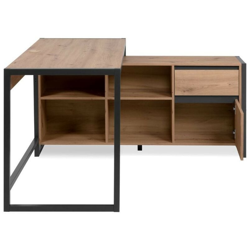 foto del prodotto scrivania angolare 142x139 cm reversibile colore quercia e antracite denver