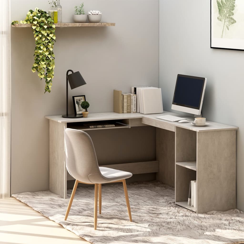 foto del prodotto scrivania angolare a l grigio cemento 120x140x75cm multistrato vidaxl
