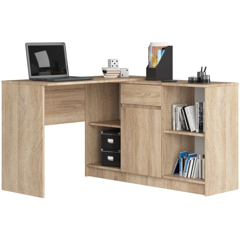 foto del prodotto scrivania angolare akord b17 sonoma quercia 120 cm 1 anta 1 cassetto 120x126x79 cm
