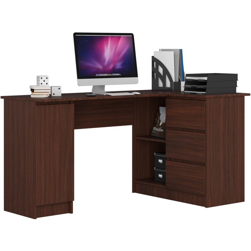foto del prodotto scrivania angolare akord b20 weng 155 cm 1 anta 3 cassetti 155x85x77 cm modello a destra