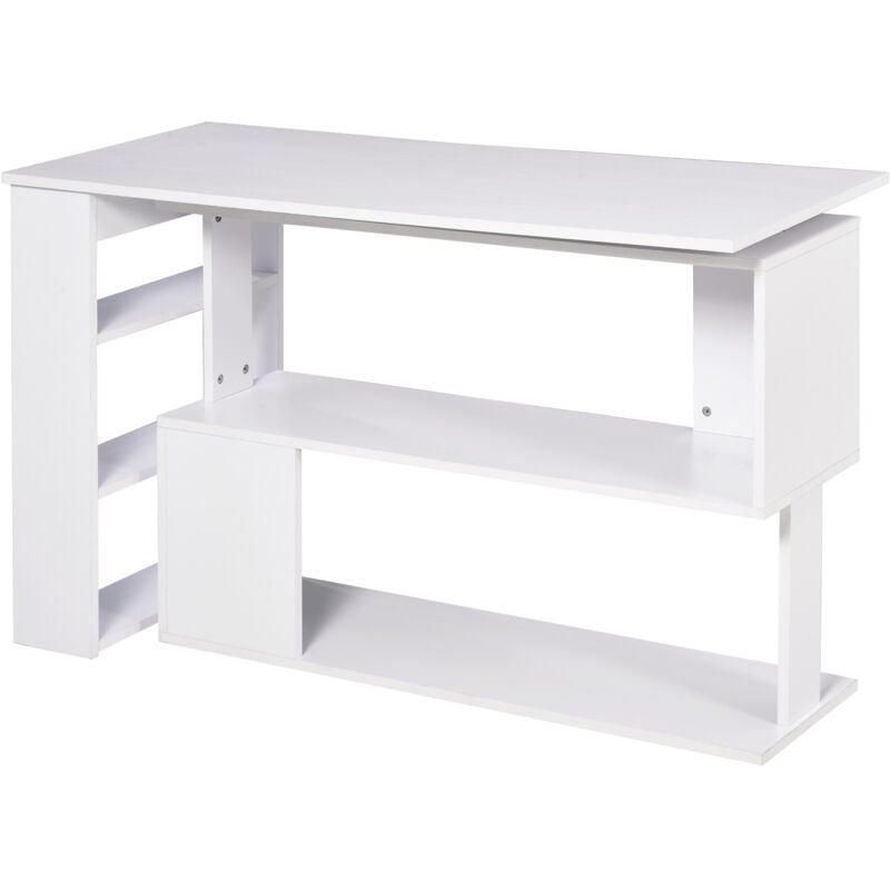 foto del prodotto scrivania angolare con 5 ripiani 120x100x74.5cm bianco homcom