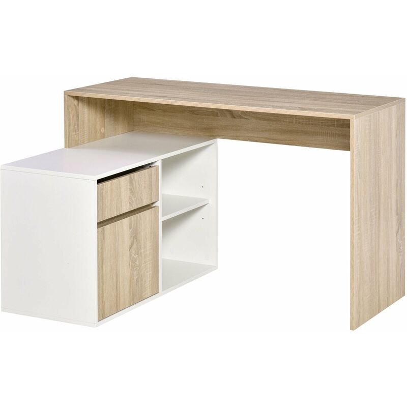 foto del prodotto scrivania angolare da ufficio 120x92x75,5 cm in legno rovere e bianco