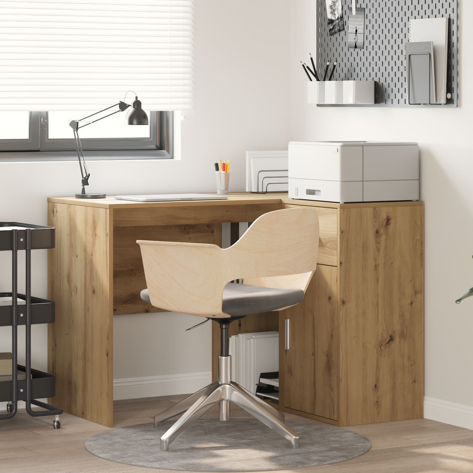 foto del prodotto scrivania angolare in rovere artigianale 102x88x75 cm in legno ingegnerizzato
